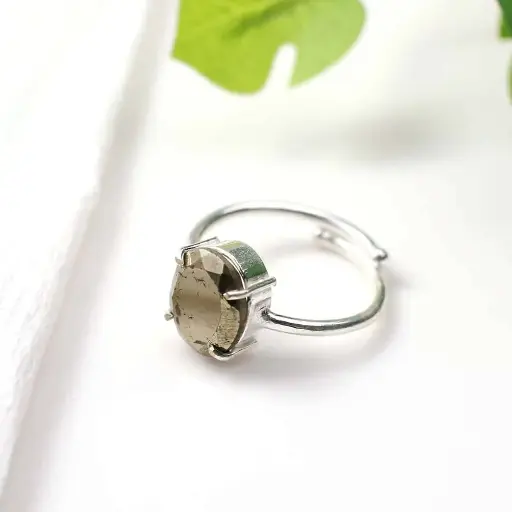 Natural Pyrite Adjustable Ring