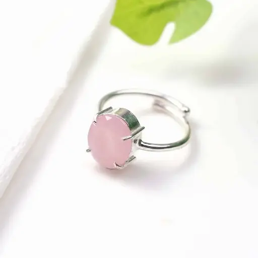 Natural Rose Quartz Adjustable Ring
